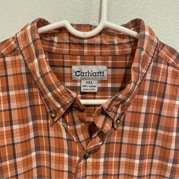 Men’s Carhartt short sleeve button down plaid shirt. Size 2XL - Picture 3 of 4